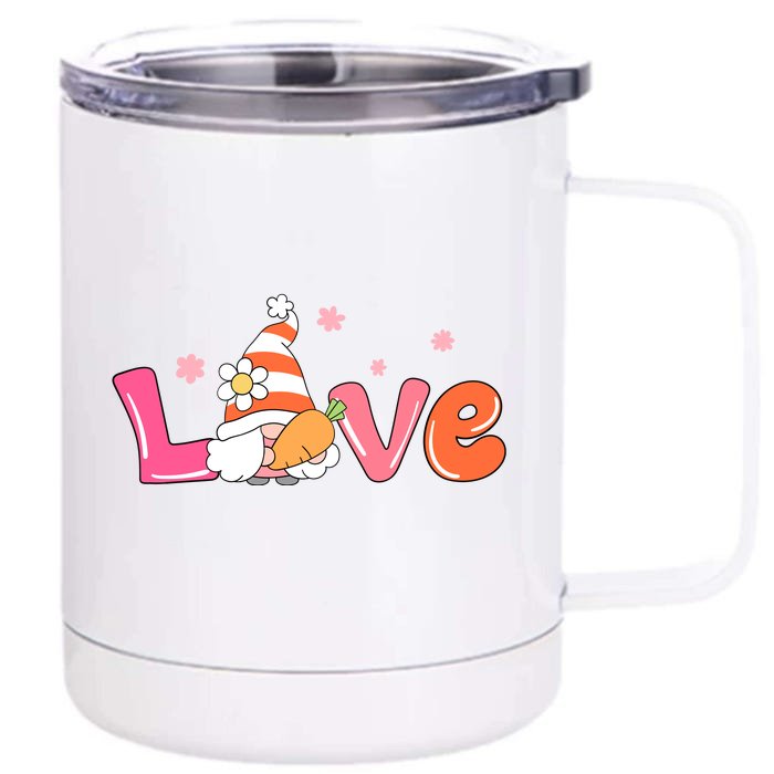 Love Gnome Easter Spring Cute Front & Back 12oz Stainless Steel Tumbler Cup