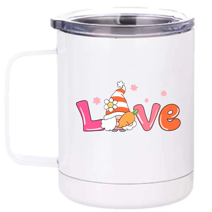 Love Gnome Easter Spring Cute Front & Back 12oz Stainless Steel Tumbler Cup