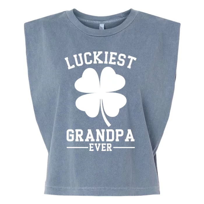 Luckiest Grandpa Ever Funny St Patricks Day Garment-Dyed Women's Muscle Tee