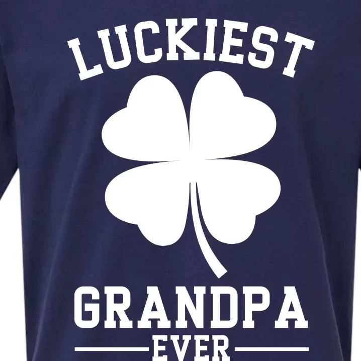 Luckiest Grandpa Ever Funny St Patricks Day Sueded Cloud Jersey T-Shirt