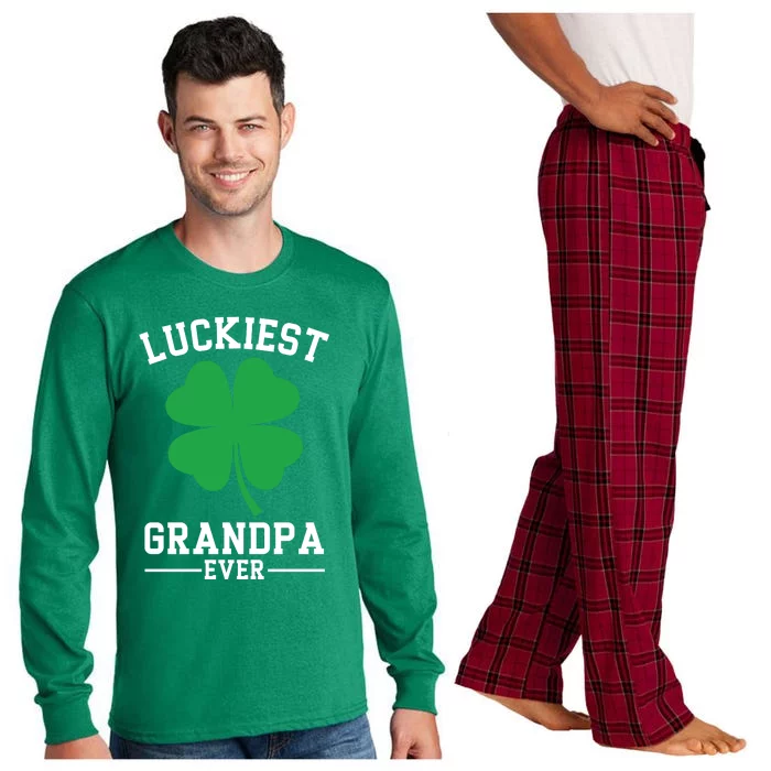 Luckiest Grandpa Ever Funny St Patricks Day Long Sleeve Pajama Set