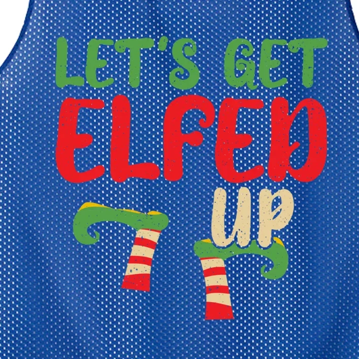 Let's Get Elfed Up Winter Holiday Funny Gift Funny Christmas Elf Meaningful Gift Mesh Reversible Basketball Jersey Tank