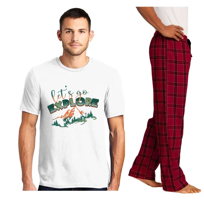 Lets Go Explore Mountain Adventure Hiking Gift Pajama Set