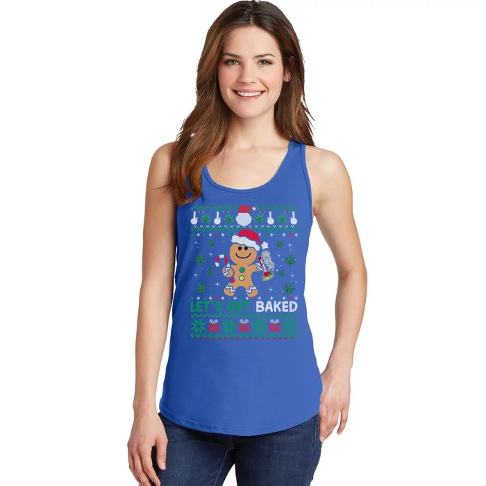 Lets Get Funny Baked Cookie Weed Ugly Xmas Sweater Gift Ladies Essential Tank