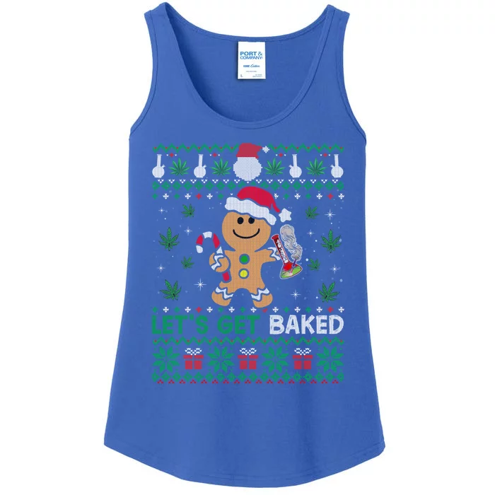 Lets Get Funny Baked Cookie Weed Ugly Xmas Sweater Gift Ladies Essential Tank