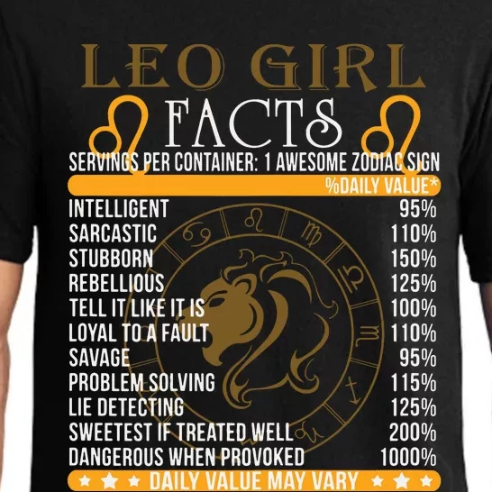 Leo Girl Facts Awesome Zodiac Sign Tee Pajama Set