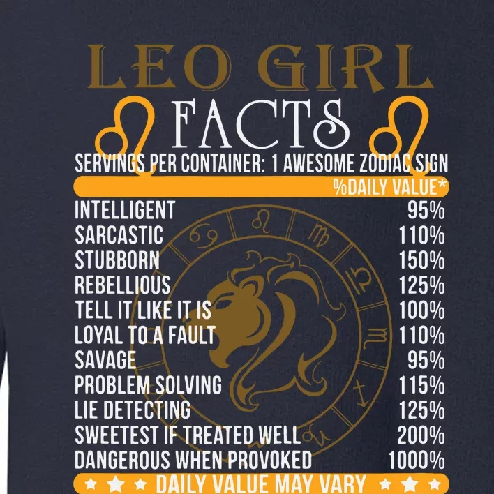 Leo Girl Facts Awesome Zodiac Sign Tee Toddler Sweatshirt