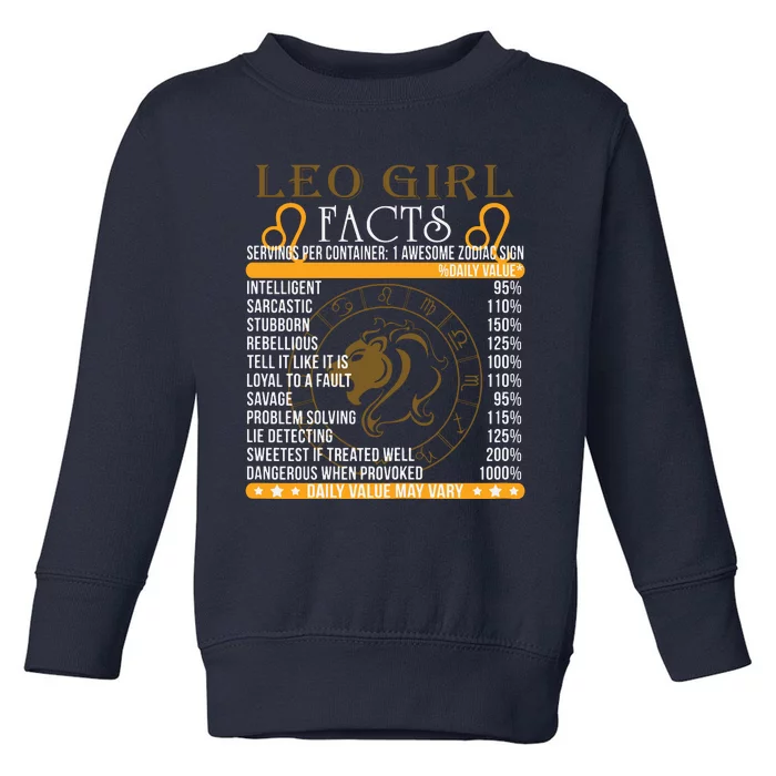 Leo Girl Facts Awesome Zodiac Sign Tee Toddler Sweatshirt