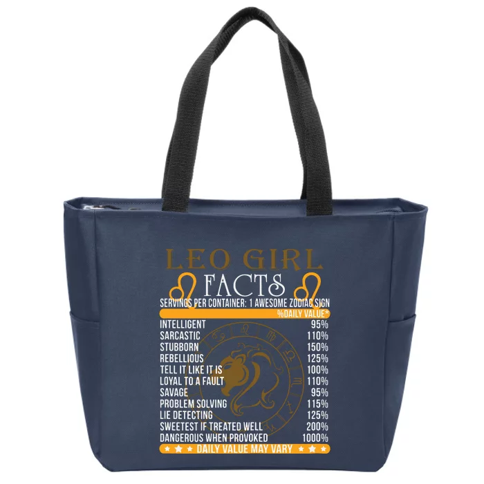 Leo Girl Facts Awesome Zodiac Sign Tee Zip Tote Bag