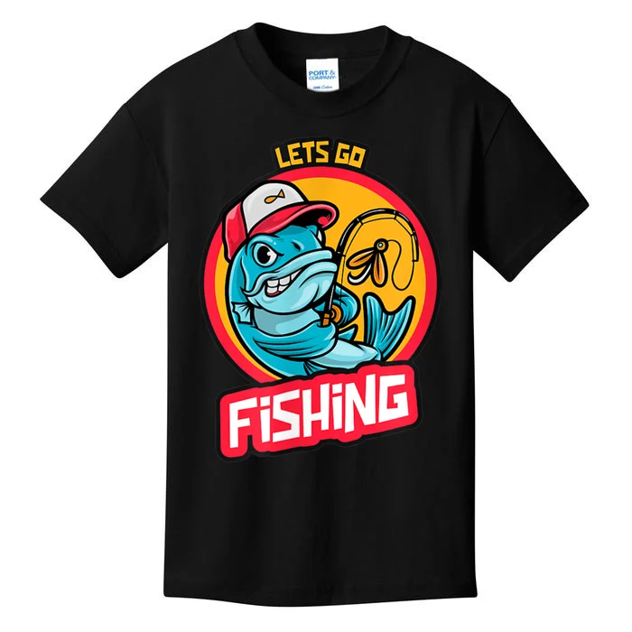 Let's Go Fishing Black T-shirts With Fishing Designs Birthday Gift