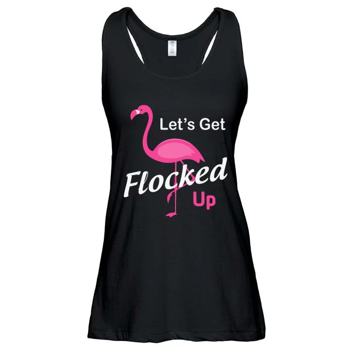 Let's Get Flocked Up Funny Pink Flamingo Ladies Essential Flowy Tank