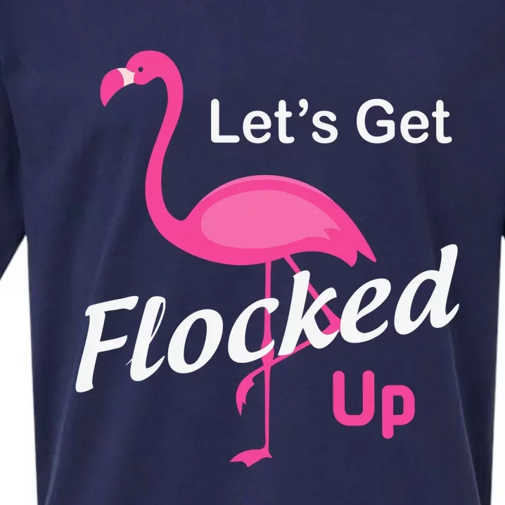 Let's Get Flocked Up Funny Pink Flamingo Sueded Cloud Jersey T-Shirt