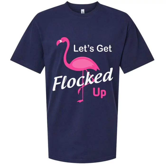 Let's Get Flocked Up Funny Pink Flamingo Sueded Cloud Jersey T-Shirt