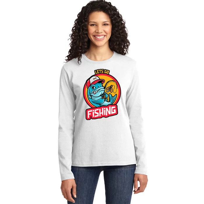 Lets Go Fishing Ladies Long Sleeve Shirt