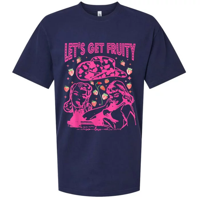 Lets Get Fruity Funny Cute Lesbian LGBTQ Pride Month Sueded Cloud Jersey T-Shirt