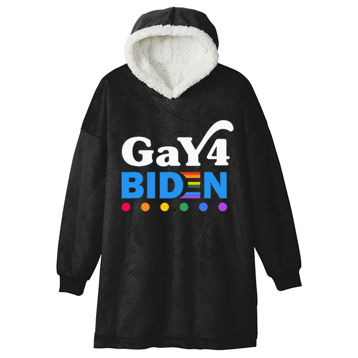 Lgbtq Gay For Biden Lgbt Biden Gay Supporter Hooded Wearable Blanket