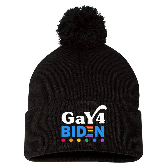 Lgbtq Gay For Biden Lgbt Biden Gay Supporter Pom Pom 12in Knit Beanie