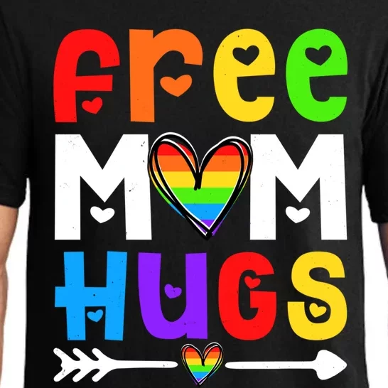 Lesbian Gay Free Mom Hugs Lgbt Funny Proud Mom Rainbow Heart Gift Pajama Set