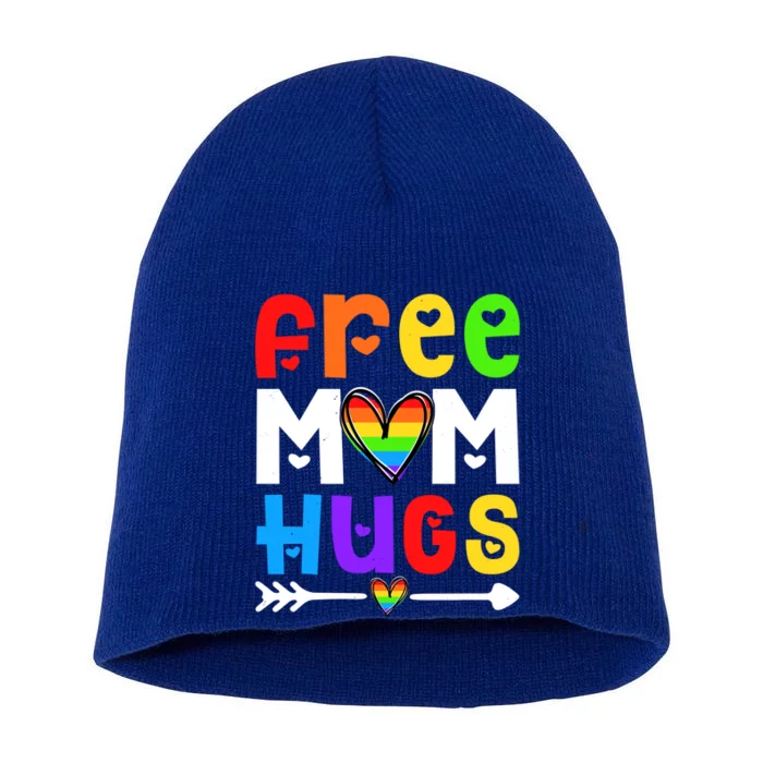 Lesbian Gay Free Mom Hugs Lgbt Funny Proud Mom Rainbow Heart Gift Short Acrylic Beanie