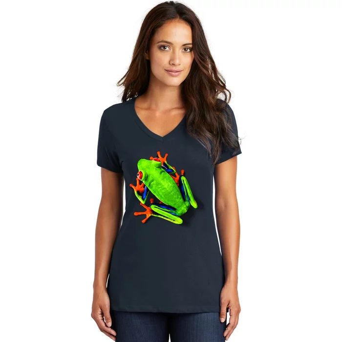 Little Green Frog Women's V-Neck T-Shirt