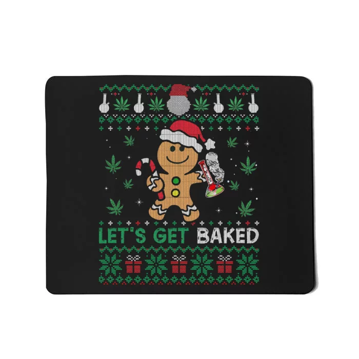 Lets Get Funny Baked Cookie Weed Ugly Xmas Sweater Mousepad