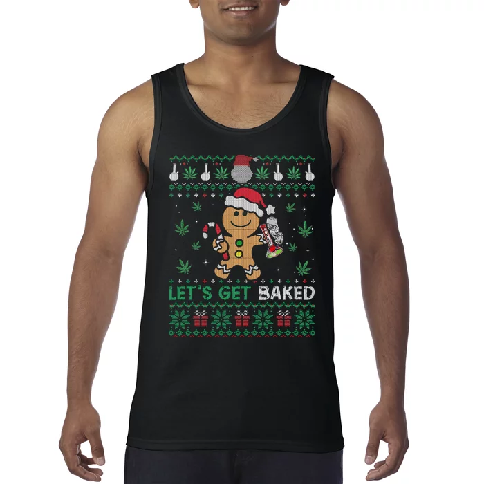 Lets Get Funny Baked Cookie Weed Ugly Xmas Sweater Tank Top