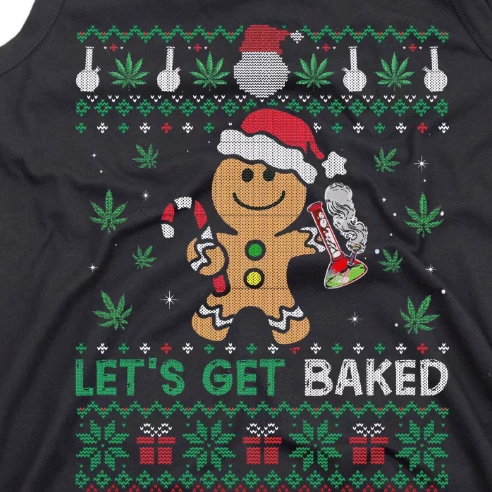 Lets Get Funny Baked Cookie Weed Ugly Xmas Sweater Tank Top