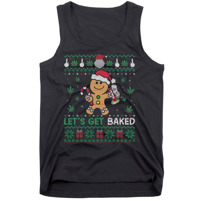 Lets Get Funny Baked Cookie Weed Ugly Xmas Sweater Tank Top