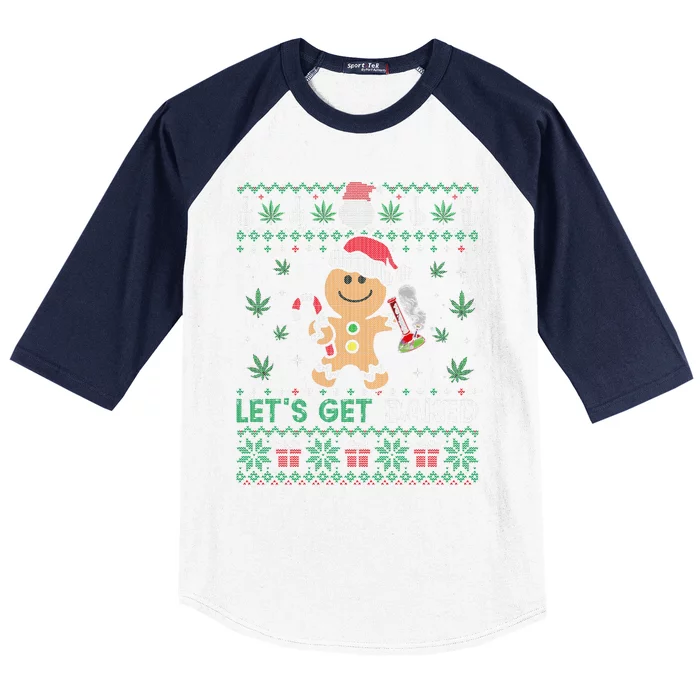 Lets Get Funny Baked Cookie Weed Ugly Xmas Sweater Baseball Sleeve Shirt