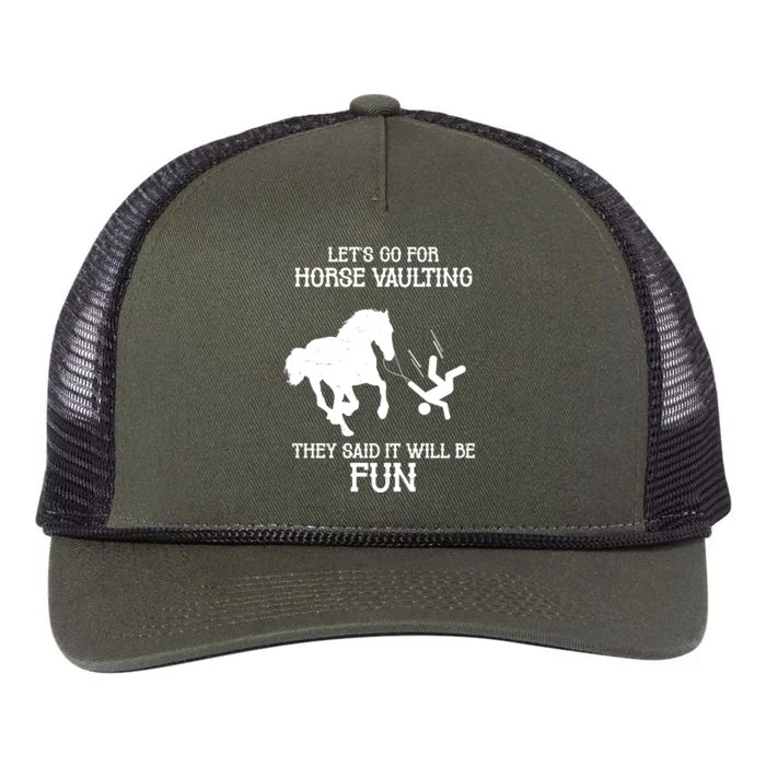 Let's Go For Horse Vaulting They Said It Will Be Fun Retro Rope Trucker Hat Cap