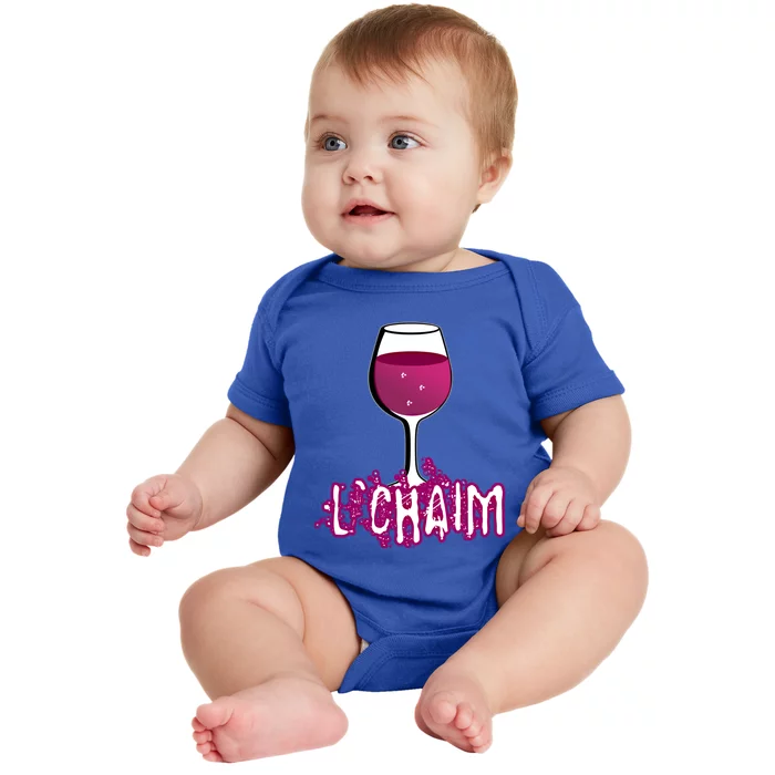 L'chaim Glass For Jewish Chag Purim And Passover Gift Baby Bodysuit