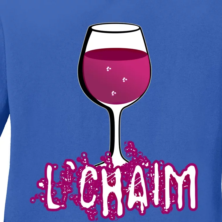 L'chaim Glass For Jewish Chag Purim And Passover Gift Ladies Long Sleeve Shirt