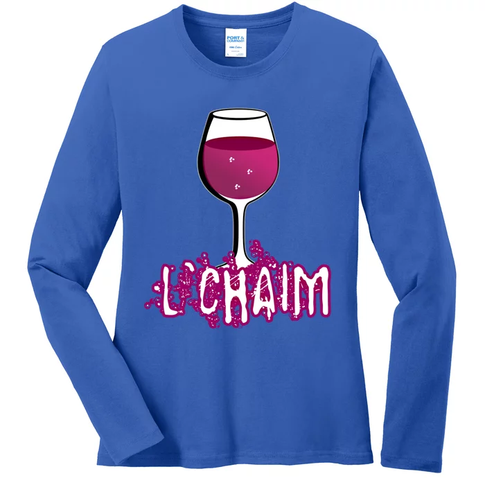 L'chaim Glass For Jewish Chag Purim And Passover Gift Ladies Long Sleeve Shirt