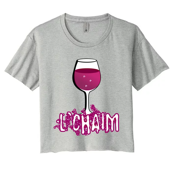 L'chaim Glass For Jewish Chag Purim And Passover Gift Women's Crop Top Tee