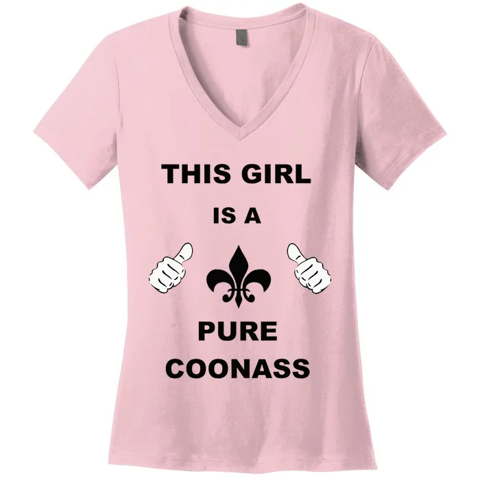 Louisiana Girl Funny Coonass Cajun Pride Women's V-Neck T-Shirt