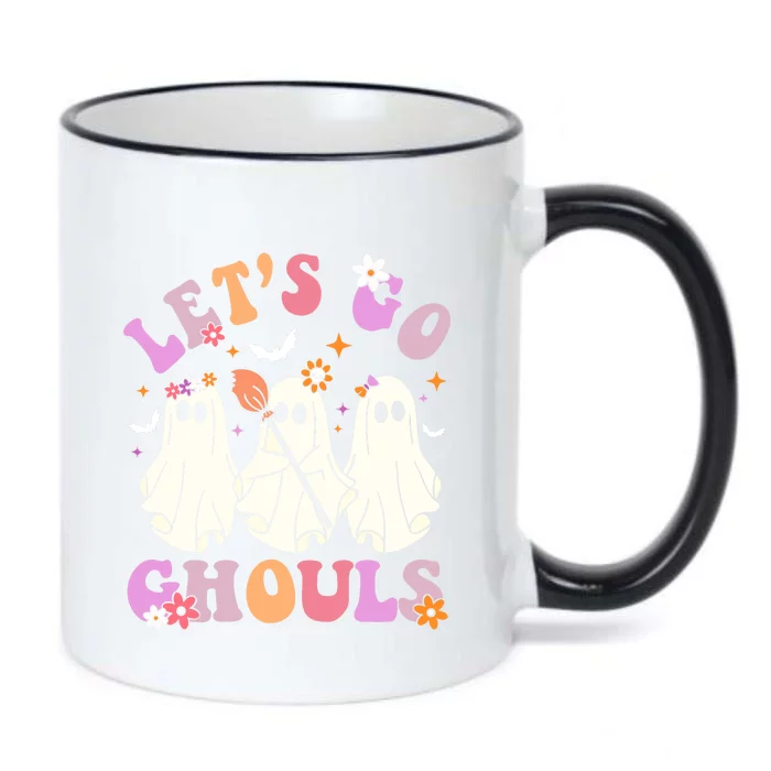 Lets Go Ghouls Halloween Ghost Outfit Costume Retro Groovy Black Color Changing Mug