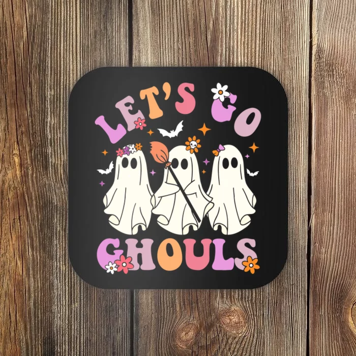 Lets Go Ghouls Halloween Ghost Outfit Costume Retro Groovy Coaster