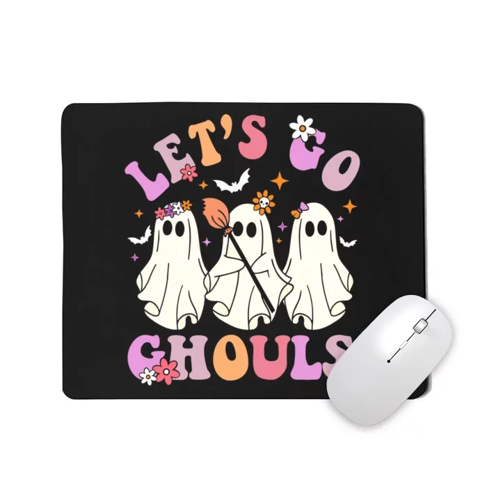 Lets Go Ghouls Halloween Ghost Outfit Costume Retro Groovy Mousepad