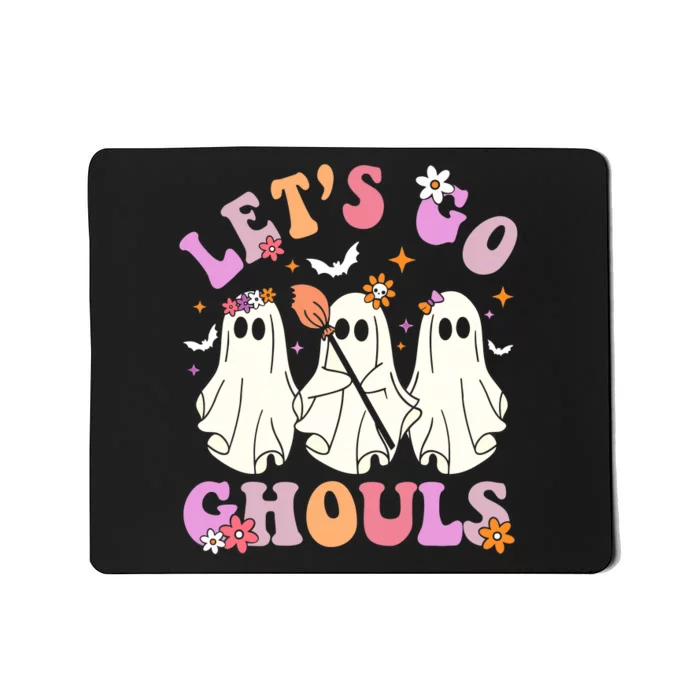 Lets Go Ghouls Halloween Ghost Outfit Costume Retro Groovy Mousepad