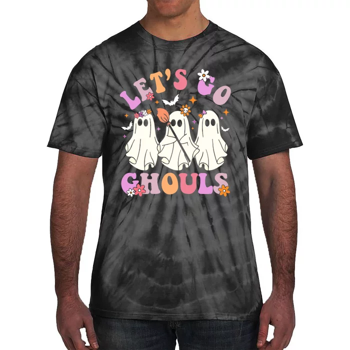 Lets Go Ghouls Halloween Ghost Outfit Costume Retro Groovy Tie-Dye T-Shirt