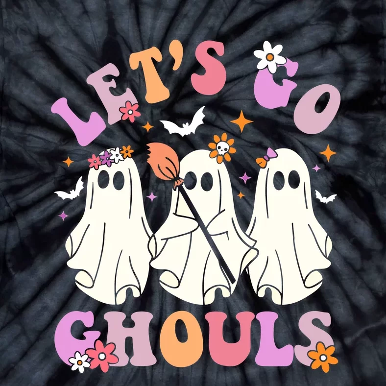 Lets Go Ghouls Halloween Ghost Outfit Costume Retro Groovy Tie-Dye T-Shirt