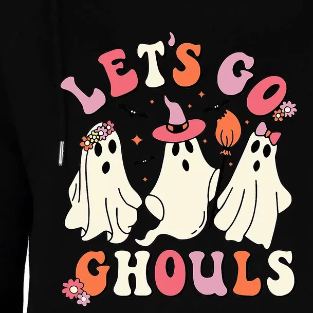 Let's Go Ghouls Funny Spooky Ghost Halloween Womens Funnel Neck Pullover Hood