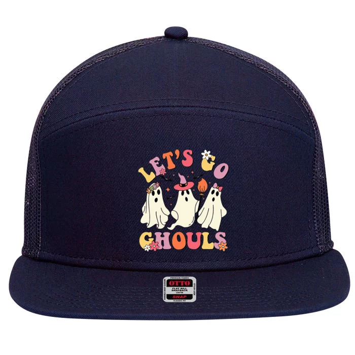 Lets Go Ghouls Funny Ghost Halloween Costume 7 Panel Mesh Trucker Snapback Hat