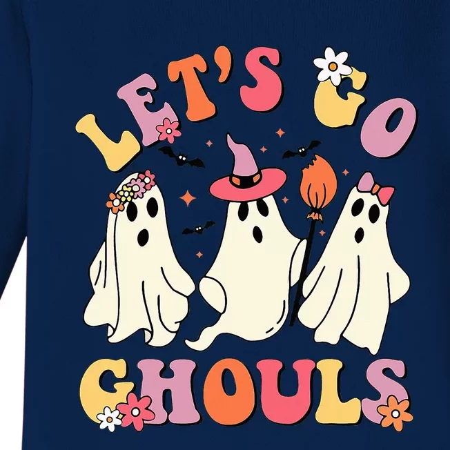 Lets Go Ghouls Funny Ghost Halloween Costume Baby Long Sleeve Bodysuit