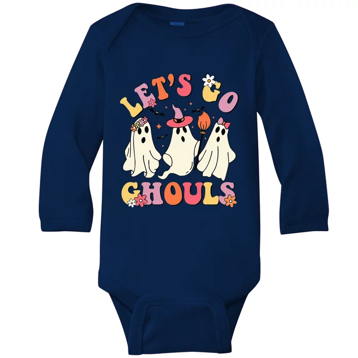 Lets Go Ghouls Funny Ghost Halloween Costume Baby Long Sleeve Bodysuit