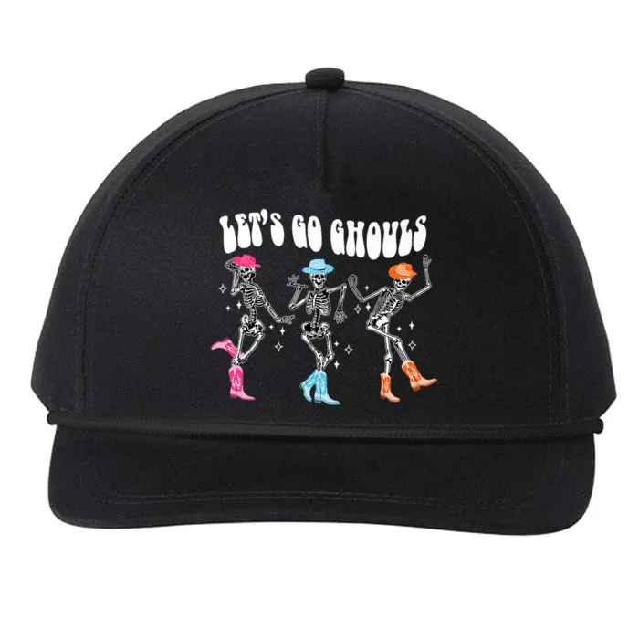 Lets Go Ghouls Skeleton Dance Retro Halloween Scary Horror Gift Snapback Five-Panel Rope Hat