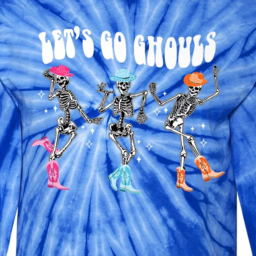 Lets Go Ghouls Skeleton Dance Retro Halloween Scary Horror Gift Tie-Dye Long Sleeve Shirt