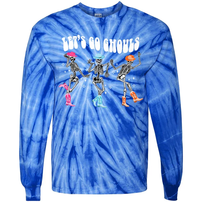 Lets Go Ghouls Skeleton Dance Retro Halloween Scary Horror Gift Tie-Dye Long Sleeve Shirt