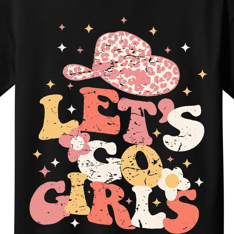 Lets Go Girls Western Cowgirl Hat Bachelorette Bridal Party Kids T-Shirt