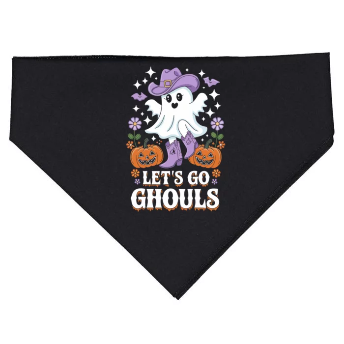 LetS Go Ghouls Funny Spooky Ghosts Floral Graphic Halloween Gift USA-Made Doggie Bandana